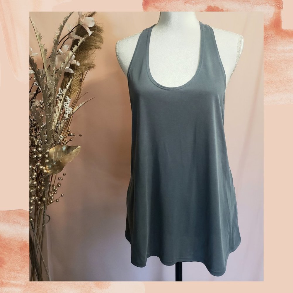Braided Razor Back Tank Top Gray - Picture 2 of 3